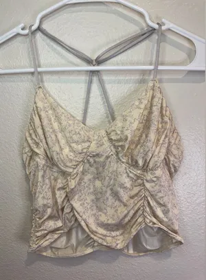 Urban Outfitters Out From Under Women’s Floral Cream Spaghetti Strap Top Size‎ L thumbnail 1