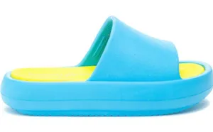 NIB Beach Slides by J/SLIDES SQUISH Turquoise/Yellow EVA 9M thumbnail 1
