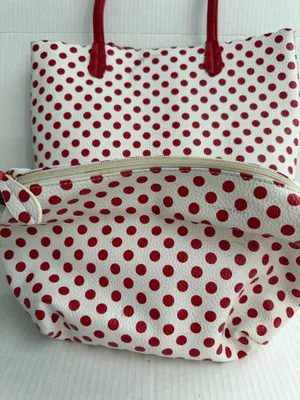 Imoshion USA Red & White Polka Dot Tote & Make Up Bag Set thumbnail 3