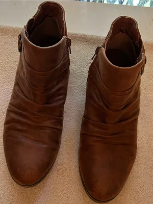 NOR Brown Suede Ankle Booties with Side Buckle Size 9.5 thumbnail 1