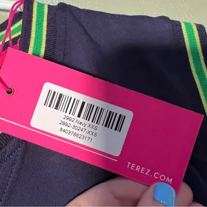Terez Women's Size XXS‎ Tank Top Navy Blue Lime Green Trim Crewneck Boxy Cotton thumbnail 8