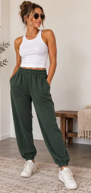 Brandy Melville Green Cotton Blend Jogger Sweatpants Size S thumbnail 1