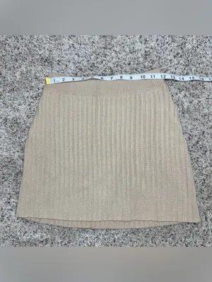 Free People Eliza Sweater Set Mini Skirt Smooth Stone Tan Beige Medium M Ribbed thumbnail 6