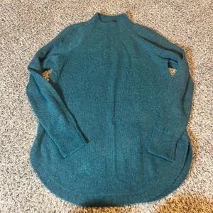 LOFT Mock Neck‎ Long Sleeve Sweater Teal Green Textured Knit Pullover Women's M thumbnail 1