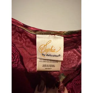 Sophia by Delicates Burgundy Floral Satin Lace Trim Nightgown Slip Dress Medium thumbnail 2