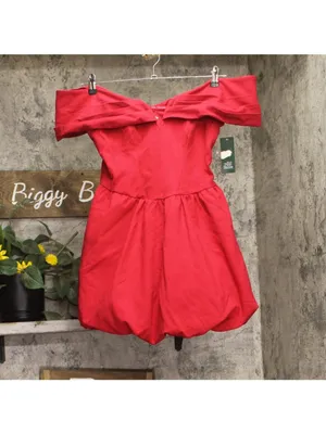 NWT Wild Fable Plunge Bubble Mini A-Line Dress 94775087 Red M thumbnail 2