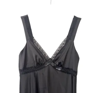 GIANNI BINI Satin‎ Lace Trimmed Slip Dress Black Sz 2 thumbnail 5