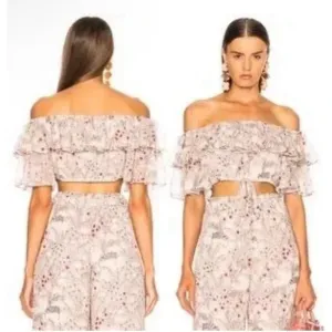 ALEXIS Adona Floral Off Shoulder Crop Top Size‎ Small Misty Rose Msrp $330 thumbnail 2