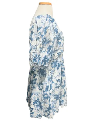 Abercrombie & Fitch Emerson Poplin Puff Sleeve Mini Dress S Blue/White Size XL thumbnail 7