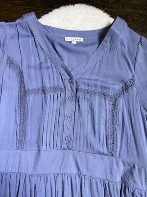 Baltic Born Hannah Dusty Blue Midi Boho Lace Dress Large thumbnail 6