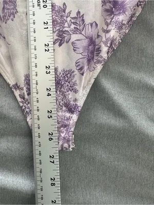 Free People Intimately Ivory Purple Floral Mesh Corset Bodysuit Size Large NWT thumbnail 9