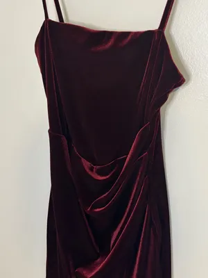 Windsor Burgundy Velvet Mini Dress Size Small thumbnail 3