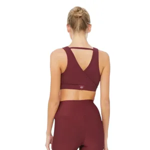 Alo Yoga Togetherness Red Cutout Back Ribbed Knit Padded Sports Bra Top Size S thumbnail 3