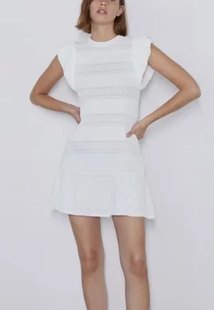 ZARA Knit Ruffled Knit Dress thumbnail 1