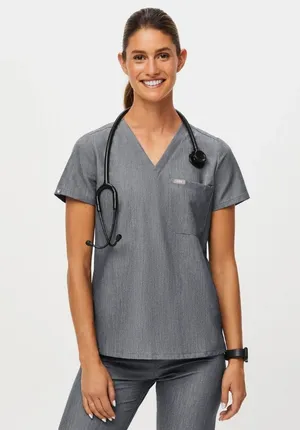 FIGS Women's Catarina One Pocket V-neck Scrub Top Graphite Grey Size XL Nursing thumbnail 1