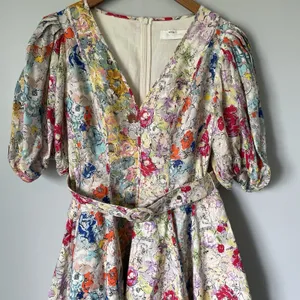 ZIMMERMANN Clover Paneled Mini Dress 100% Linen Spliced Multi Floral Size 2 thumbnail 3
