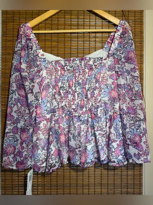 NWT French Connection Fotini Hallie Floral Peplum Blouse M $78 thumbnail 11