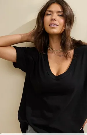 Aerie Black Flowy Tee thumbnail 1