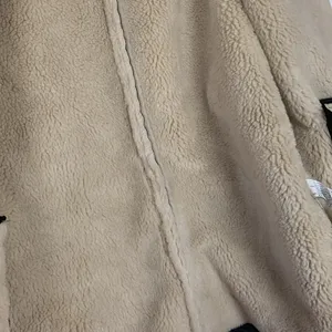 Zara womens large faux leather faux sheapling jacket pleather coat cold thumbnail 11