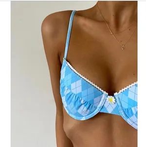 Tiger Mist Blue Floral Bikini Top thumbnail 4