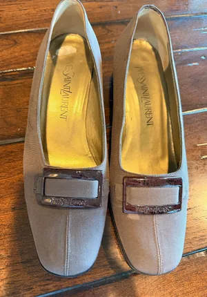 Vintage Yves Saint Laurent Brown Block Heel Pumps Square Toe Made in Italy Women’s 7M thumbnail 1