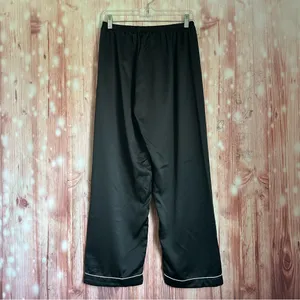Cider Black Satin 3 Piece Pink Trim Pajama Lounge Set Size Large thumbnail 11
