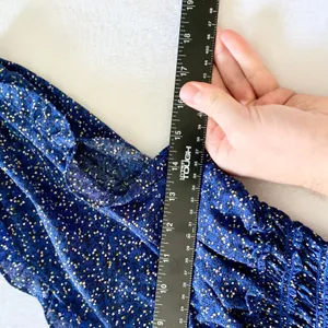 Max Studio Smocked Waist Jumpsuit Womens‎ Size S Blue Floral Ruffle Cap Sleeve thumbnail 2