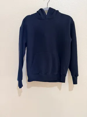 SACRÉ Black Pullover Hoodie S/M Fleece Kangaroo Pocket Minimalist Sweatshirt thumbnail 3