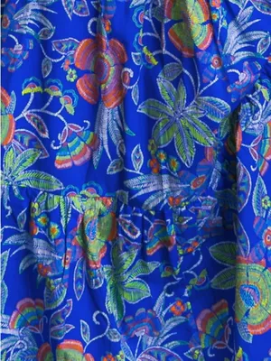 NEW Flying Tomatoe Floral Puff Sleeve Sweetheart Top in Royal Blue L thumbnail 4