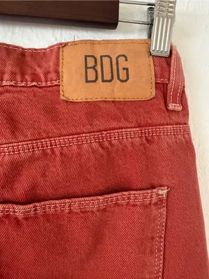 BDG Urban Outfitters Split Hem Jeans Women 24 Rust Red Straight Leg 100% Cotton thumbnail 6