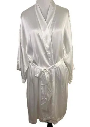 Victoria's Secret Bridal Rhinestone Bride White Long Sleeve Silky Robe Size M/L thumbnail 1