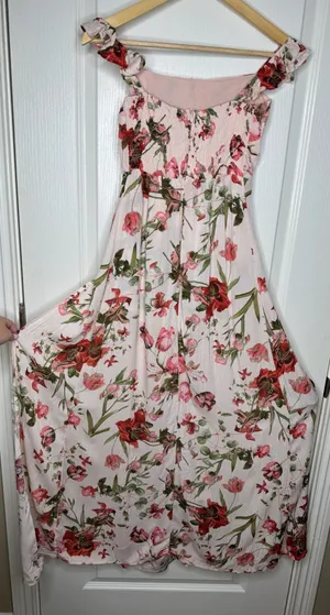 Solaris Style Floral Maxi Overlay Romper Off Shoulder NWT Size S thumbnail 4