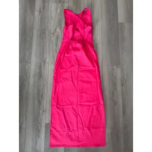 Commense Minimalist Elegance Linen Cotton Crisscross Long Dress Fuchsia Medium thumbnail 4