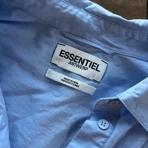 Essentiel Antwerp Embroidered Puff Sleeve Cotton Button Down Blue Dress S thumbnail 8