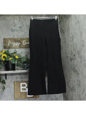 NWT Aqua Pleated Ponte Flare Pants AQ-PA4289 Black S thumbnail 2