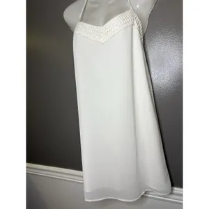 Naked Zebra Dress Womens Medium White Crochet Sweetheart Strappy Slip Sundress thumbnail 5