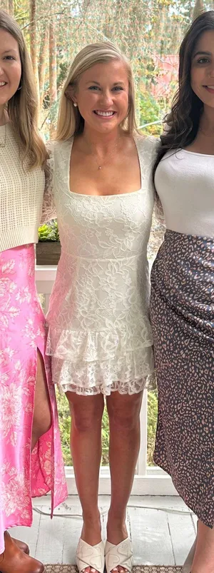 Yumi Kim White Lace Dress With Ruffle Sleeves And Hem thumbnail 6