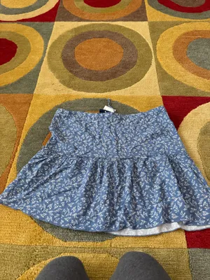 NWT Brandy Melville Blue White Floral Print Drawstring Low Rise Mini Skirt OS thumbnail 4