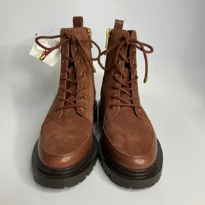 Vince Camuto Leasa brown‎ leather lace up boots women's size 6.5 combat moto thumbnail 2