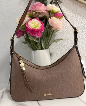 Nine West Brown Canvas Hobo Shoulder Bag with Tassel Charm thumbnail 2