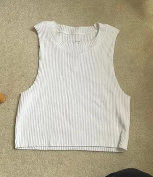 Aerie Tank Top Ribbed Cropped White thumbnail 1