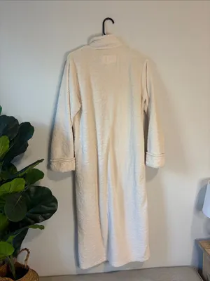 Oscar de la Renta small/medium Women's Cream Teddy Zip-Front robe thumbnail 4