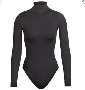 Essential Mockneck Long Sleeve Bodysuit Onyx Nwt Size S/M thumbnail 2