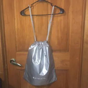371. Athleta Metallic Silver Drawstring Bag thumbnail 3