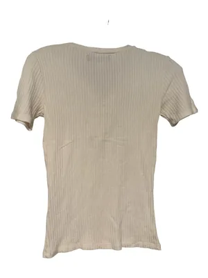 Reformation White Ribbed Lace-Up Tie Front Top Size Small thumbnail 3