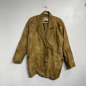 Tan Genuine Leather Vintage Jacket Sz M thumbnail 2