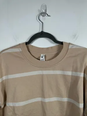 Lululemon Perfectly‎ Oversized Cropped Crew Stripe Cafe Au Lait White Opal 6 thumbnail 5