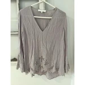 Astr The‎ Label Lavendar Purple Embroidered Bell Sleeve Long Sleeve Top XS thumbnail 2