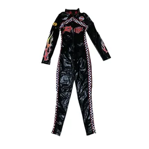 Dreamgirl Racing Flame Checkered Zip Costume Jumpsuit Womens Small thumbnail 2