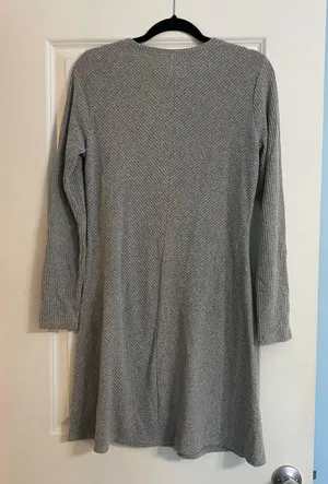 H&M Grey Ribbed Mini Sweater Dress thumbnail 5